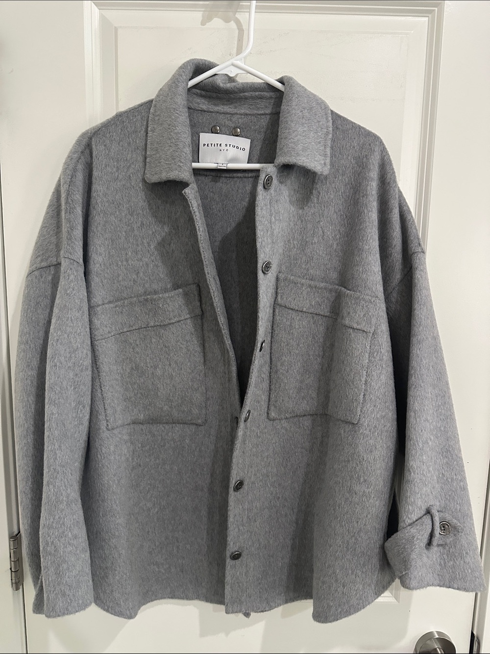 Petite Studio Light Gray Wool Shirt Jacket